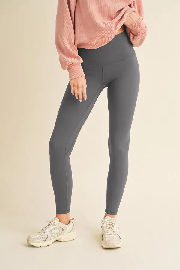 Fleece-Lined High-Waist Leggings — Gray