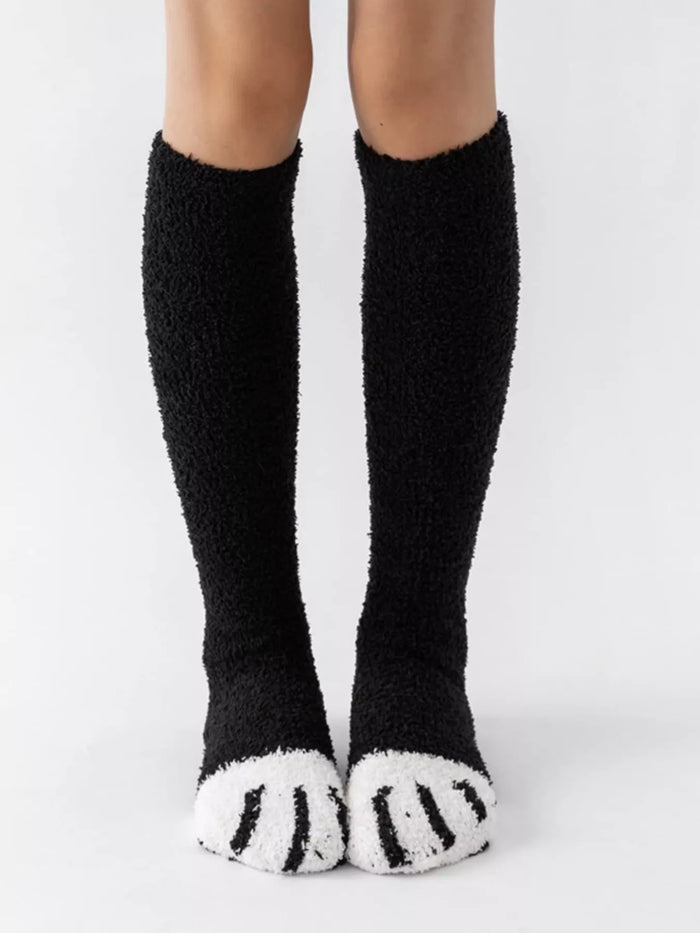 Fuzzy Paw Knee-High Socks